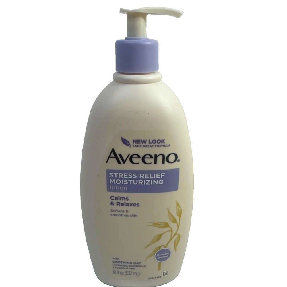 OLD Formula Aveeno Stress Relief Moisturizing Lotion 18oz Lavender Large‎ Bottle